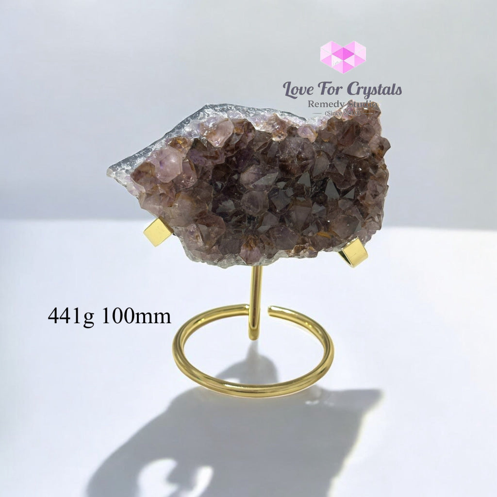 Leklai in Amethyst Cluster with Metal Stand (Brazil) 441g 100mm Leklai