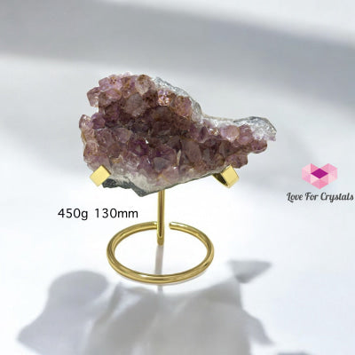 Leklai in Amethyst Cluster with Metal Stand (Brazil) 450g 130mm Leklai