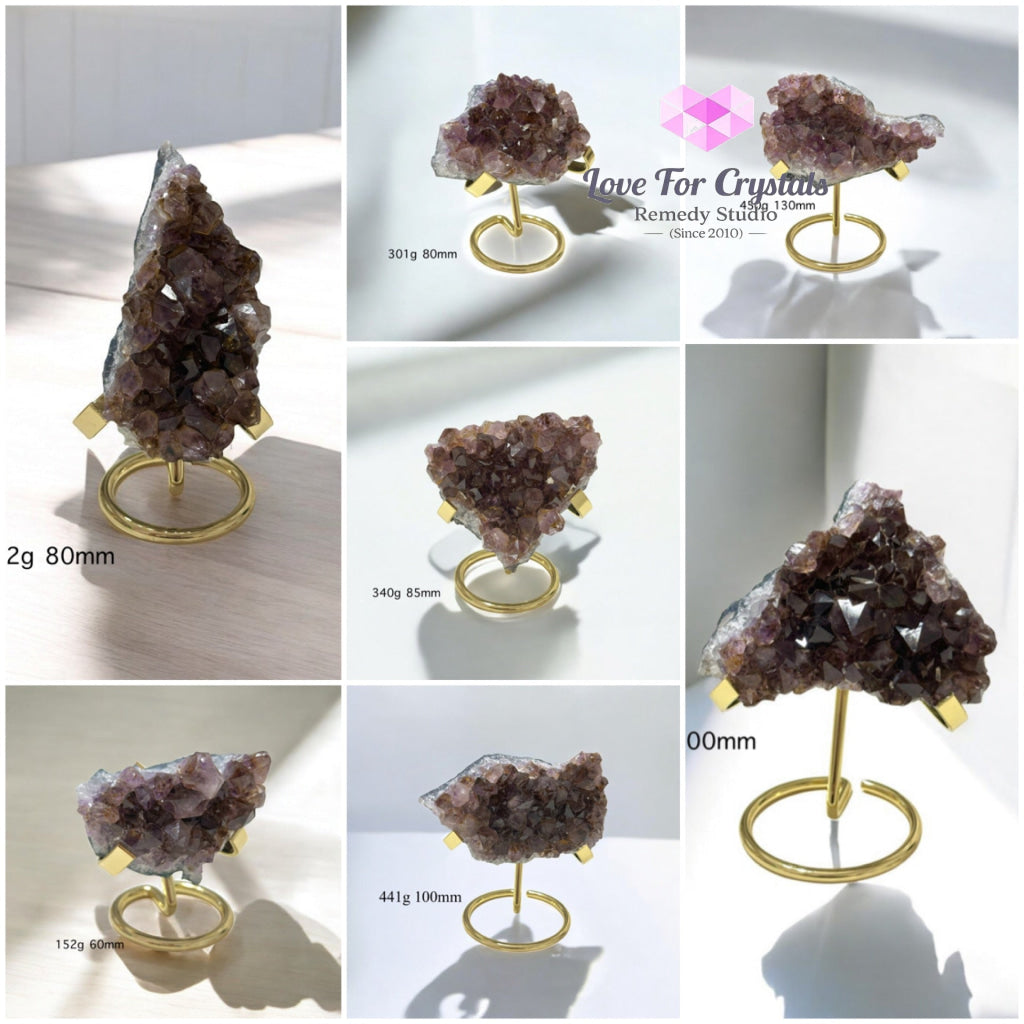 Leklai in Amethyst Cluster with Metal Stand (Brazil) Leklai
