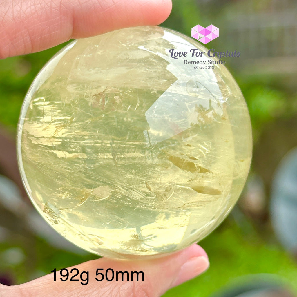 Citrine (Natural) Sphere Aaa (Brazil)With Wooden Stand 192G 50Mm Spheres Crystals
