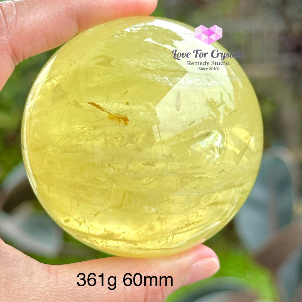 Citrine (Natural) Sphere Aaa (Brazil)With Wooden Stand 361G 60Mm Spheres Crystals