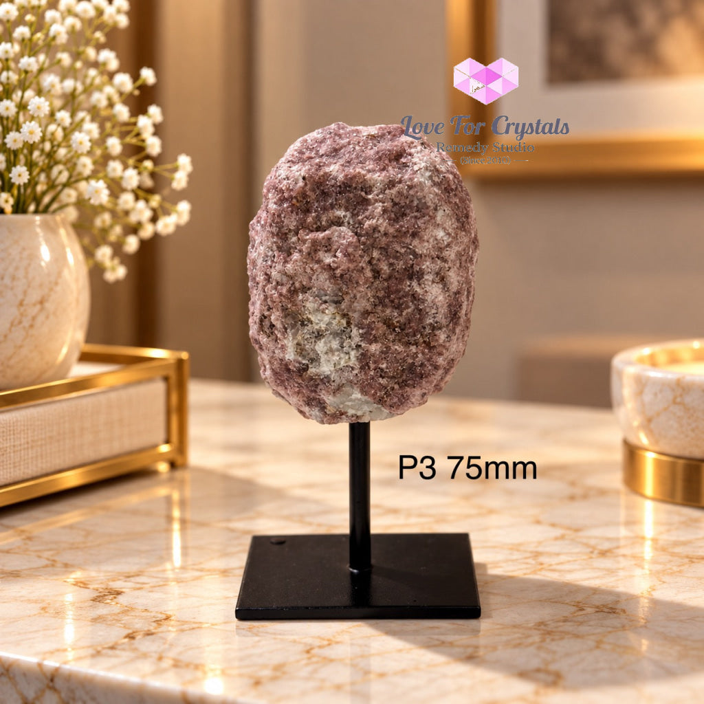 Lepidolite Raw Mounted on Black Metal Stand (Brazil) Calm Anchor - Lepidolite