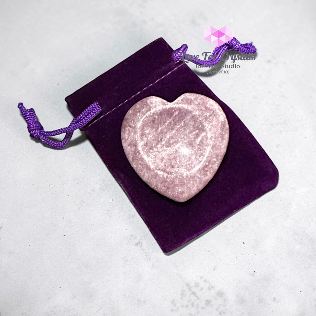 Lepidolite Stress Relief Heart Worry Stone 40mm (encoded and activated) Random Piece 40mm Worry stone