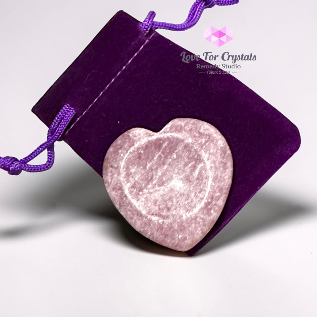 Lepidolite Stress Relief Heart Worry Stone 40mm (encoded and activated) Random Piece 40mm Worry stone
