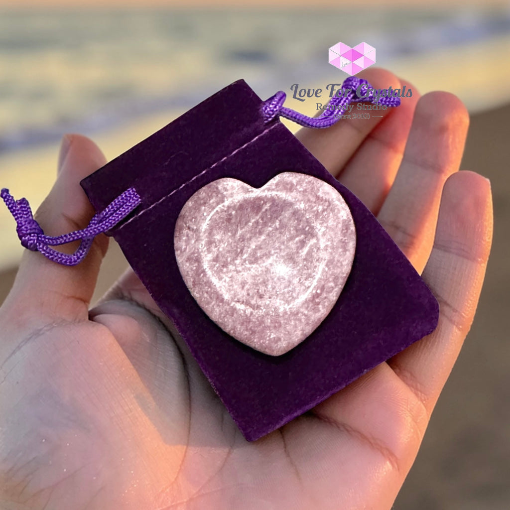 Lepidolite Stress Relief Heart Worry Stone 40mm (encoded and activated) Random Piece 40mm Worry stone