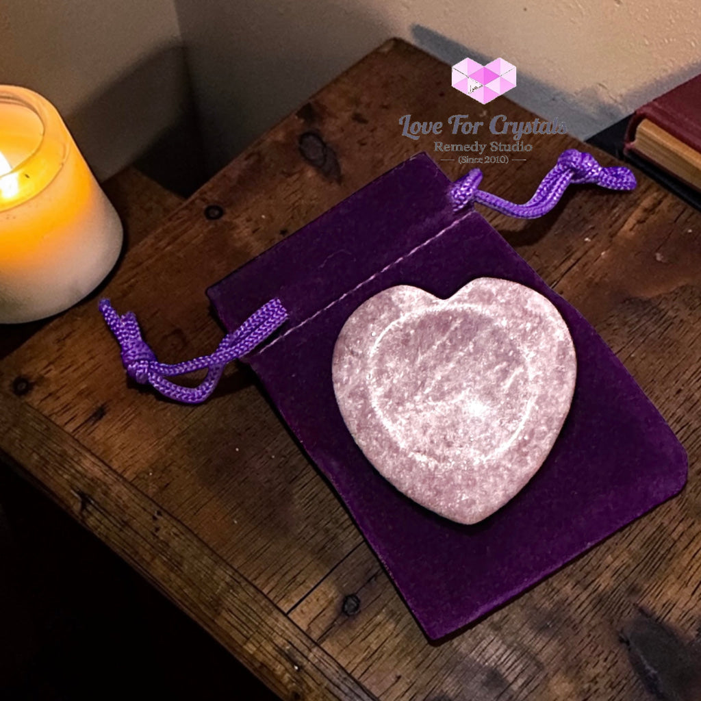 Lepidolite Stress Relief Heart Worry Stone 40mm (encoded and activated) Random Piece 40mm Worry stone