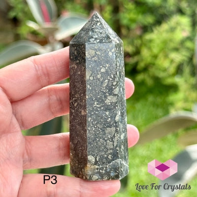 Marcasite (Silver Pyrite) Tower Photo 3 Polished Crystals
