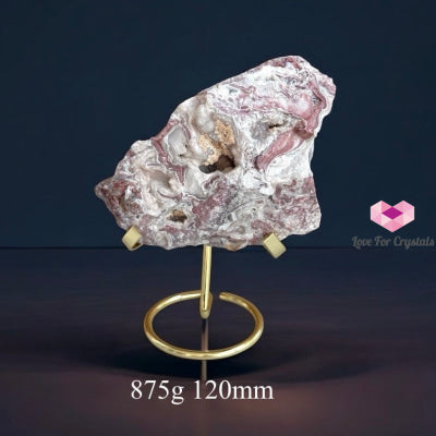 Mexican Agate Large Raw on Gold Stand (Sacred Order Energetic Harmony) Pre-coded activated 875g 120mm Raw crystal