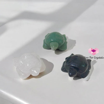Mini Crystal Turtles – 50mm (Grounded Blessings) Clear Quartz Obsidian Aventurine Carved crystals