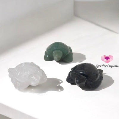 Mini Crystal Turtles – 50mm (Grounded Blessings) Clear Quartz Obsidian Aventurine Carved crystals