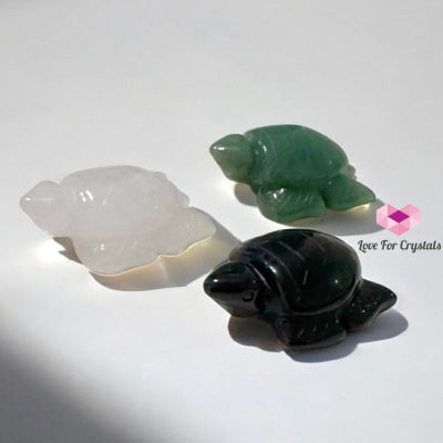 Mini Crystal Turtles – 50mm (Grounded Blessings) Clear Quartz Obsidian Aventurine Carved crystals