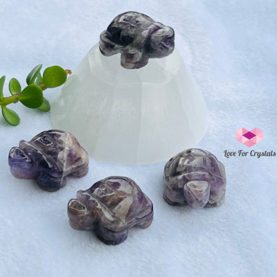 Mini Crystal Turtles/ Tortoise 1.5 (Per Piece) Chevron Amethyst- Focus Carved Crystals