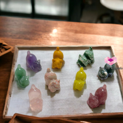 Mini Lazy Cat Crystal Carving 30Mm Carving