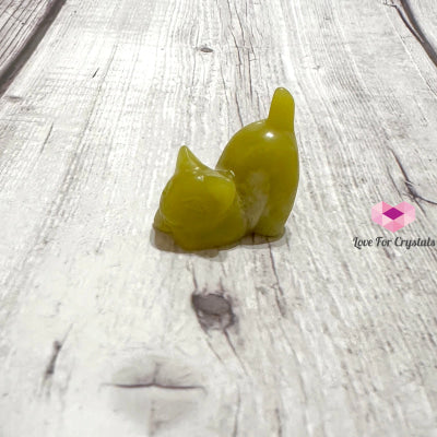 Mini Lazy Cat Crystal Carving 30Mm Lemon Jade Carving