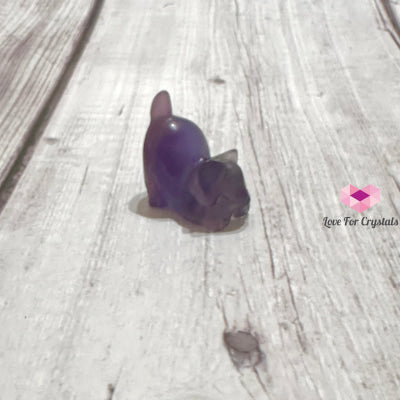 Mini Lazy Cat Crystal Carving 30Mm Purple Fluorite Carving
