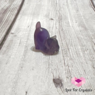 Mini Lazy Cat Crystal Carving 30Mm Purple Fluorite Carving