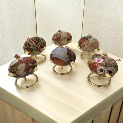 Money Agate Palm Stones with Stands (Wealth Flow & Stability) Pre-coded & activated Money agate