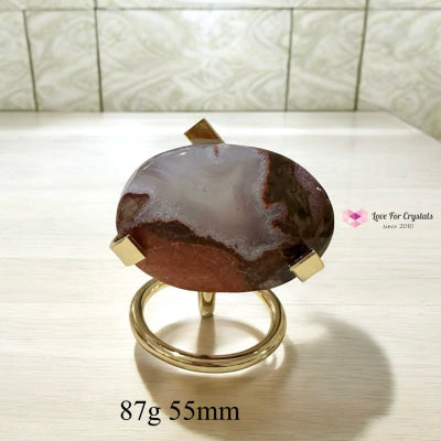 Money Agate Palm Stones with Stands (Wealth Flow & Stability) Pre-coded & activated 87g 55mm Money agate