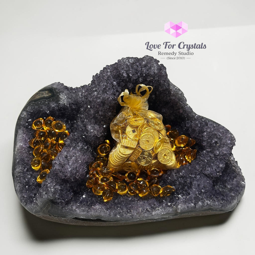 Money Catcher Amethyst Cluster in Agate 3kg 22cm - 3kgs 22cm - Amethyst