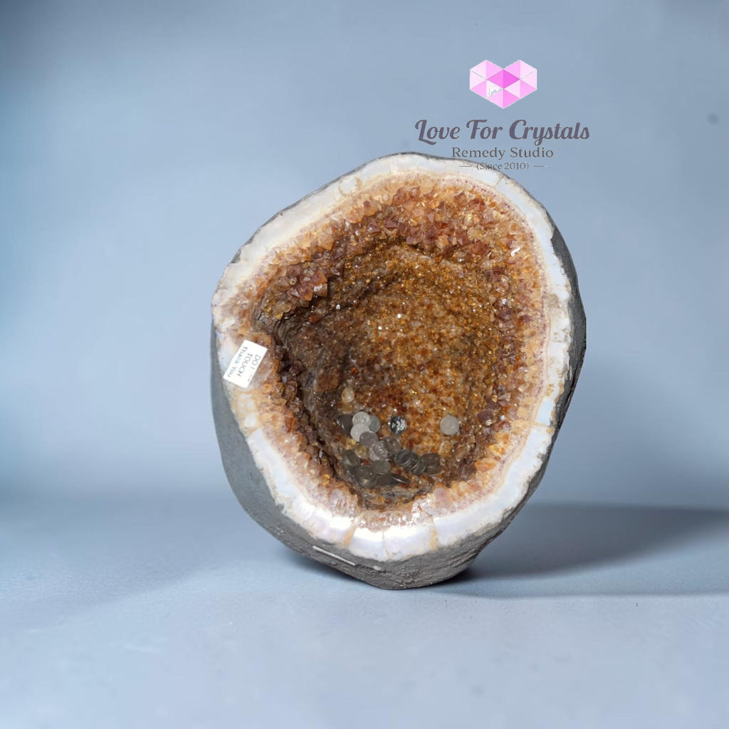Money Catcher Citrine Geode BOWL (Brazil) Encoded & Activated (18kgs - 260mmWx270mmH) - 18kgs - Citrine