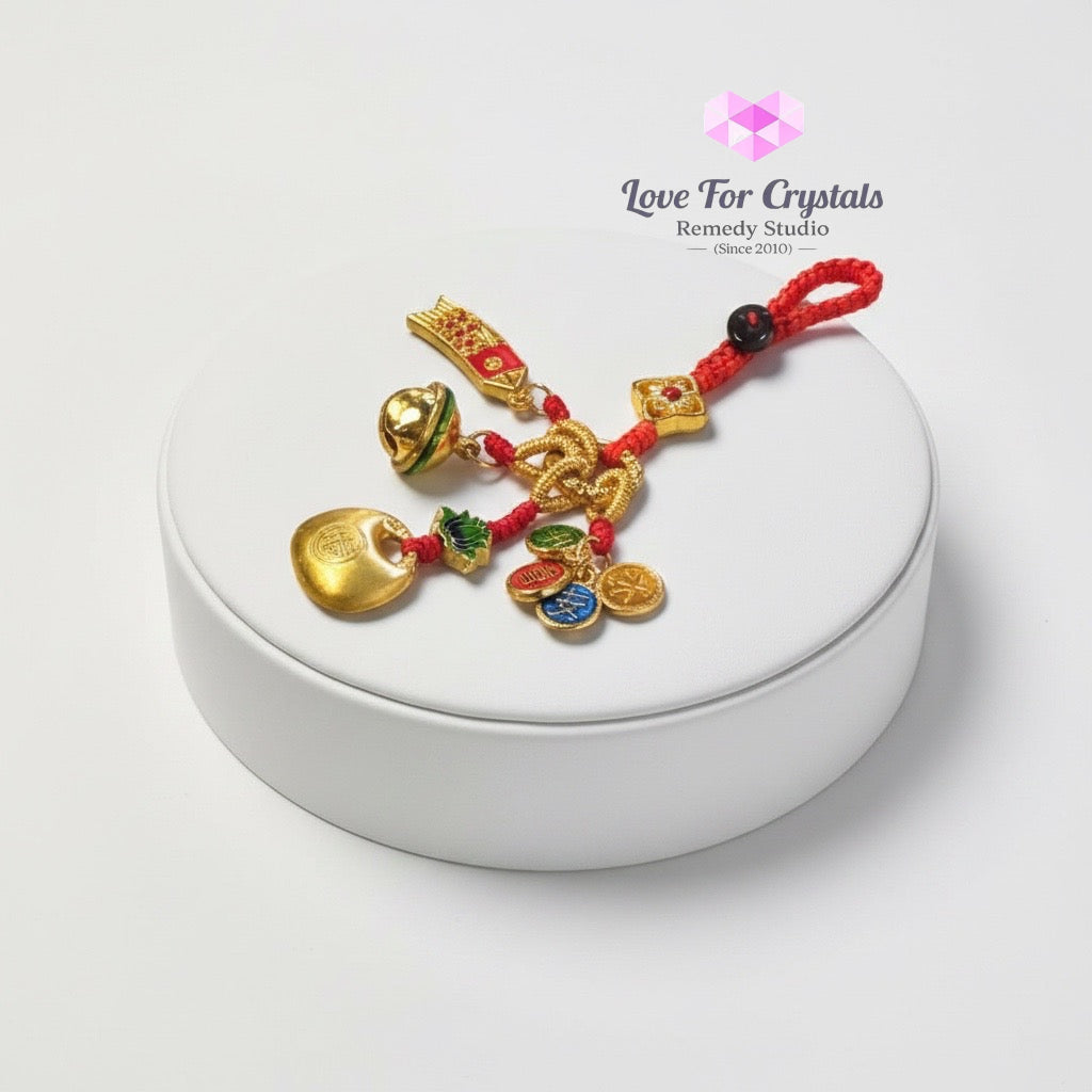 Money Lock Charm with Red String (10cm Alloy) - Keychain
