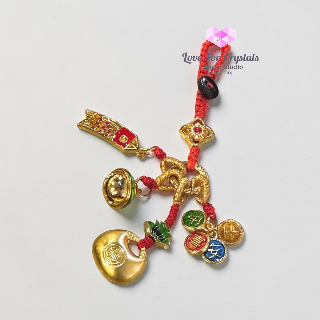 Money Lock Charm with Red String (10cm Alloy) - Keychain