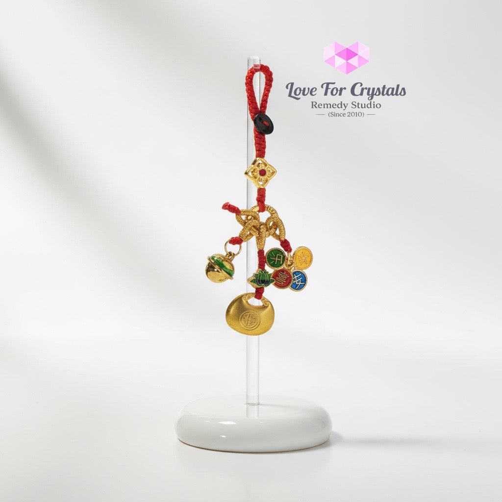 Money Lock Charm with Red String (10cm Alloy) - Keychain
