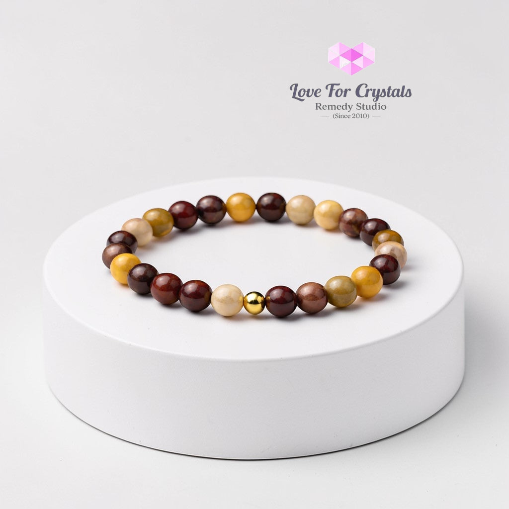 Mookaite Jasper Inner Strength 6mm Bracelet with 14k gold filled bead Bracelets & Bangles