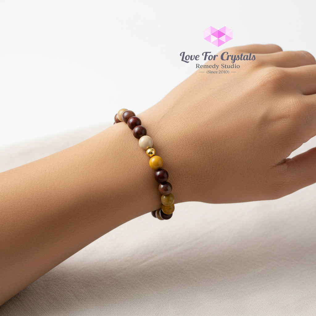 Mookaite Jasper Inner Strength 6mm Bracelet with 14k gold filled bead Bracelets & Bangles