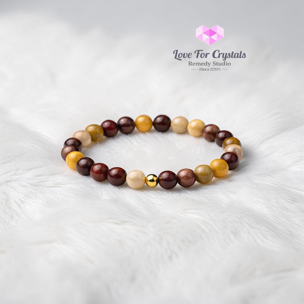 Mookaite Jasper Inner Strength 6mm Bracelet with 14k gold filled bead Bracelets & Bangles