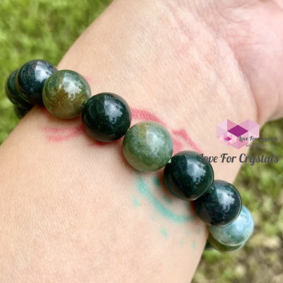 Moss Agate 10Mm Gemstone Energy Bracelet