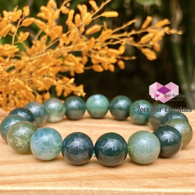 Moss Agate 10Mm Gemstone Energy Bracelet