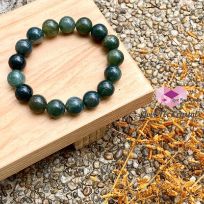Moss Agate 10Mm Gemstone Energy Bracelet