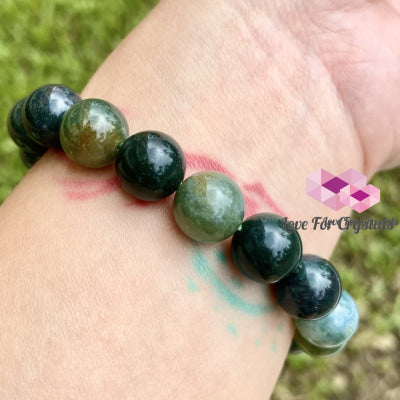 Moss Agate 10Mm Gemstone Energy Bracelet