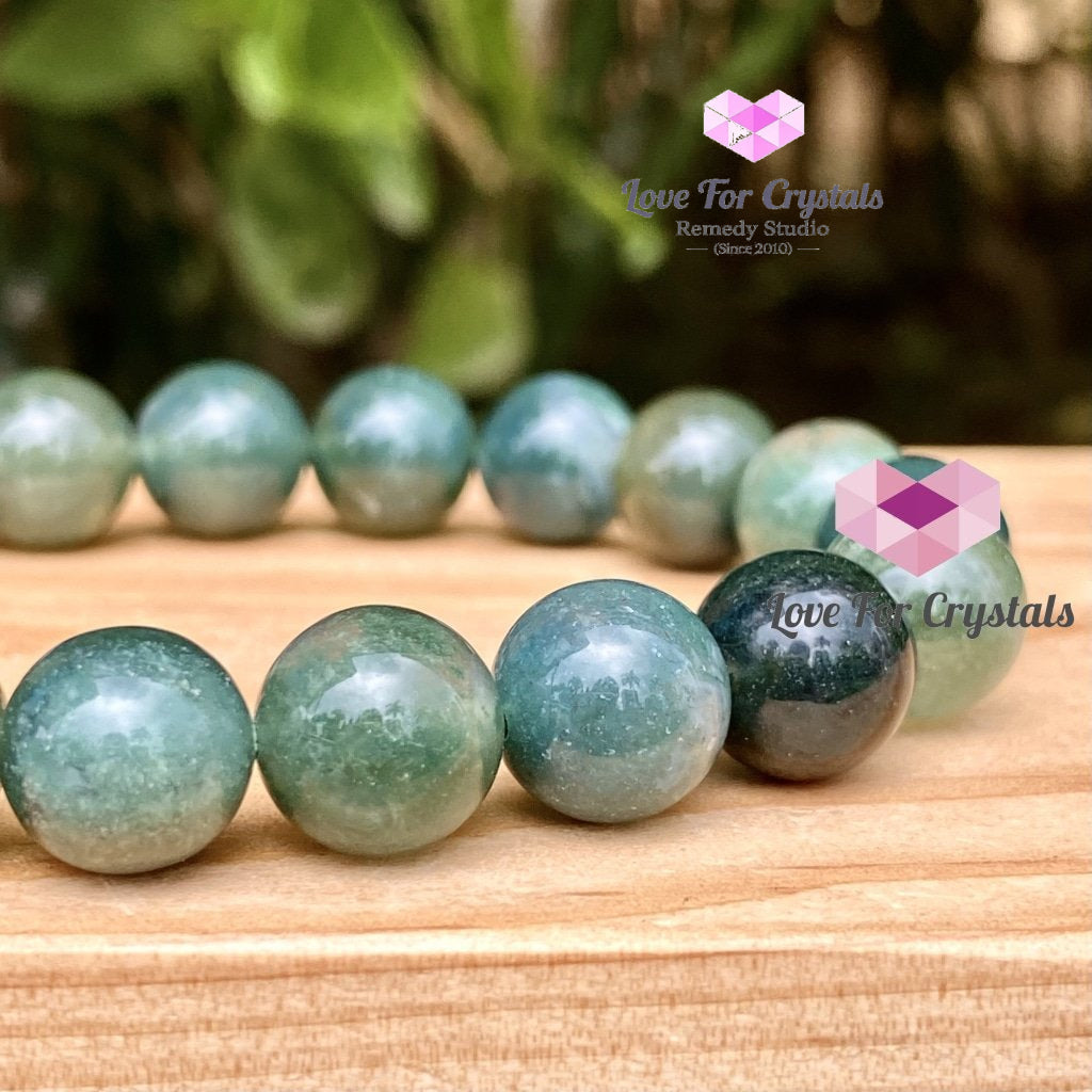 Moss Agate 10Mm Gemstone Energy Bracelet