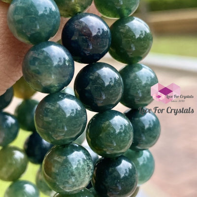 Moss Agate 10Mm Gemstone Energy Bracelet