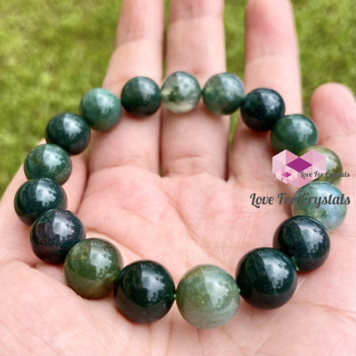 Moss Agate 10Mm Gemstone Energy Bracelet