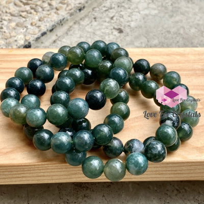 Moss Agate 10Mm Gemstone Energy Bracelet