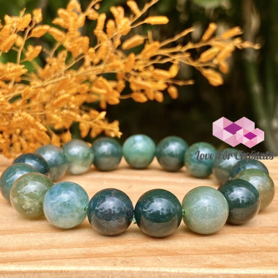Moss Agate 10Mm Gemstone Energy Bracelet