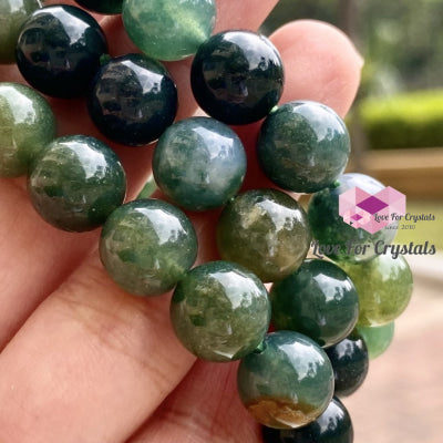 Moss Agate 10Mm Gemstone Energy Bracelet
