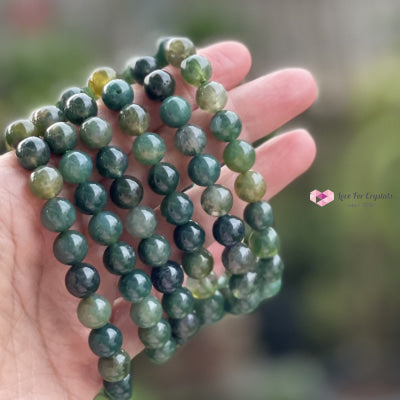 Moss Agate Crystal Bracelet 8Mm