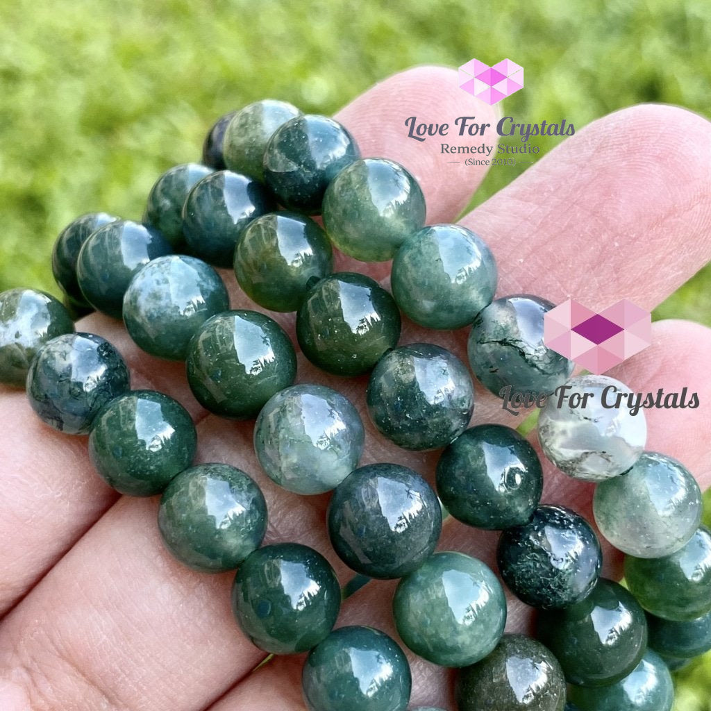 Moss Agate Crystal Bracelet 8Mm