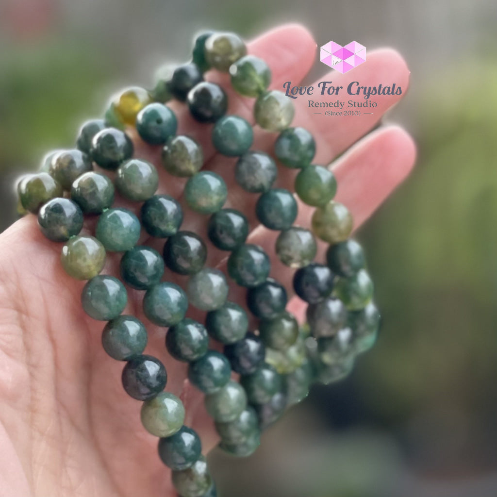 Moss Agate Crystal Bracelet 8Mm