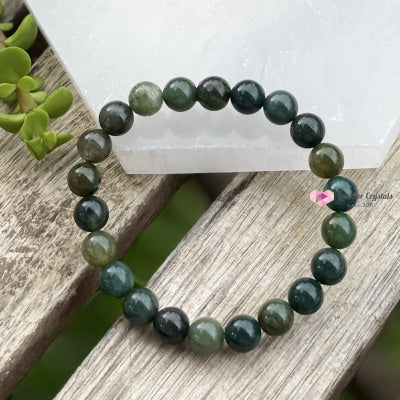 Moss Agate Crystal Bracelet 8Mm Size 5.5