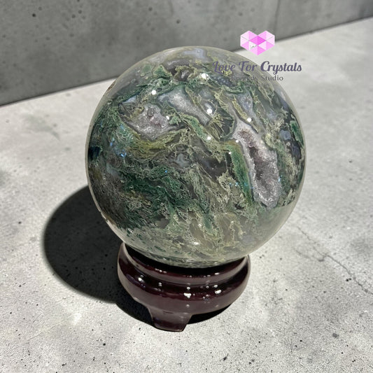 Moss Agate Large Sphere – Money Growth Anchor* 2.68 kgs 120mm Moss agate