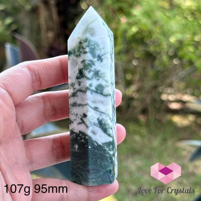 Moss Agate Tower Point 107G 95Mm Crystal Points
