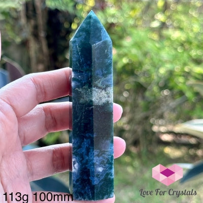 Moss Agate Tower Point 113G 100Mm Crystal Points