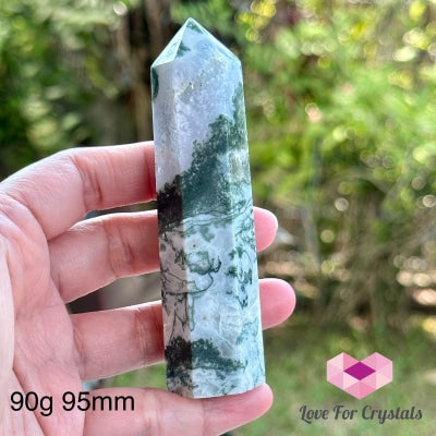 Moss Agate Tower Point 90G 95Mm Crystal Points