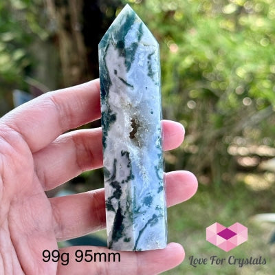 Moss Agate Tower Point 99G 95Mm Crystal Points