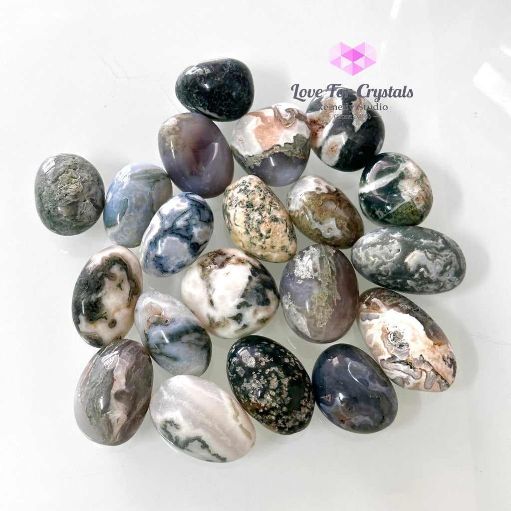 Moss Agate Tumbled Stone 20-30mm, Money Grows - Random Piece - Tumbled Stones